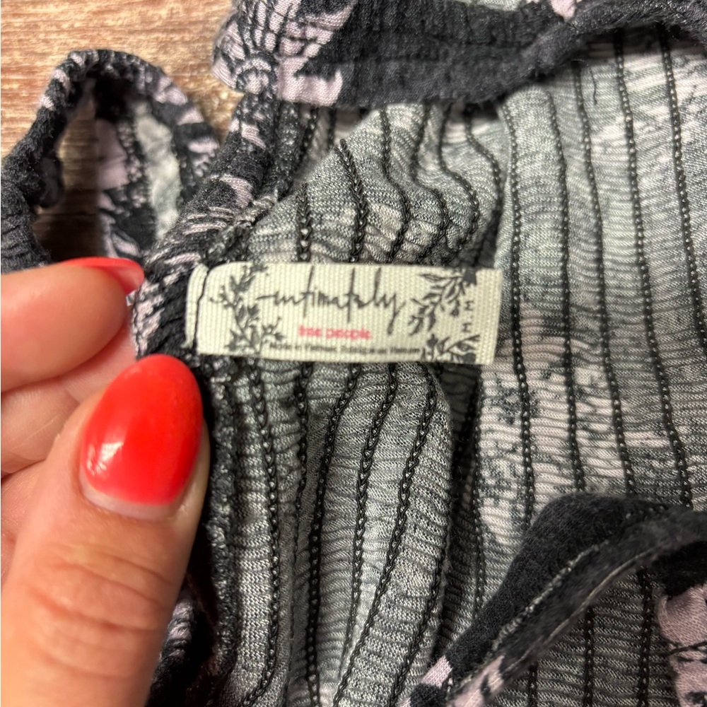 Free People Black Floral Smocked Tank Top - Picture 10 of 12